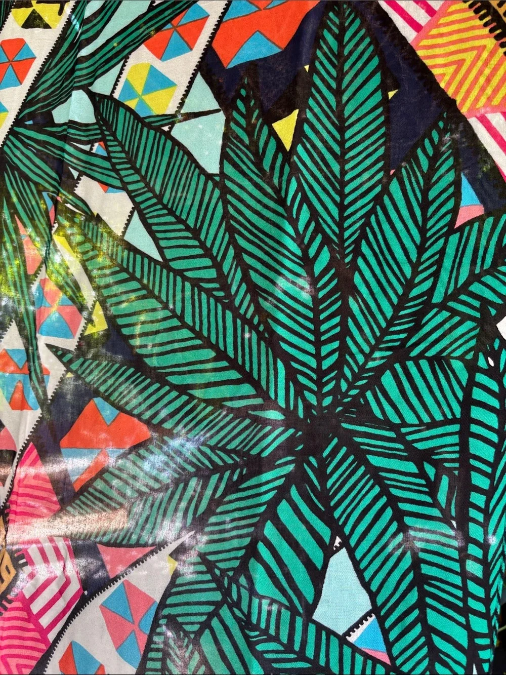 Mara Hoffman Green and Teal Tropical Printed Shawl, scarf, throw, beach coverup
